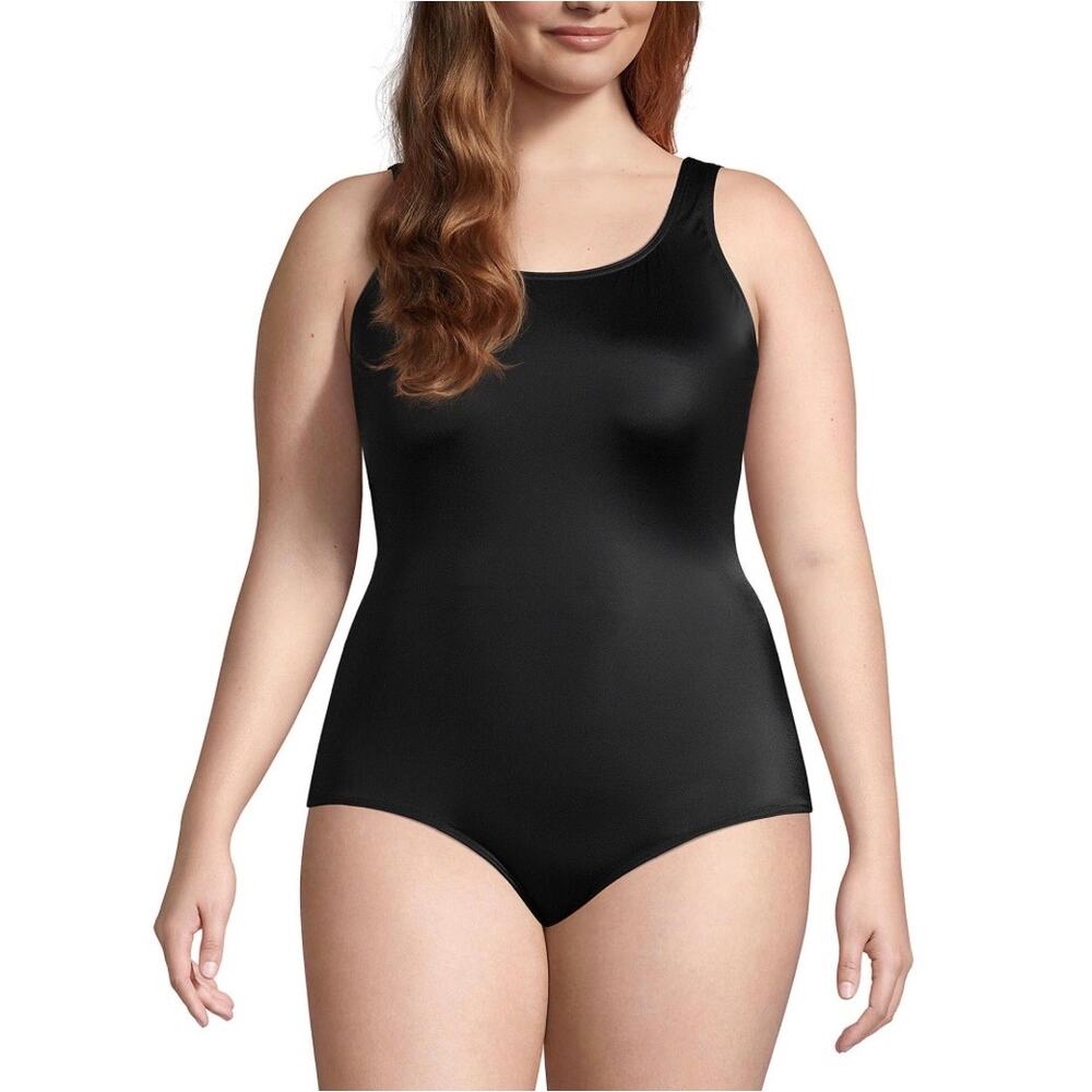 NWT Lands' End Womens Black One Piece Swimsuit Size 10